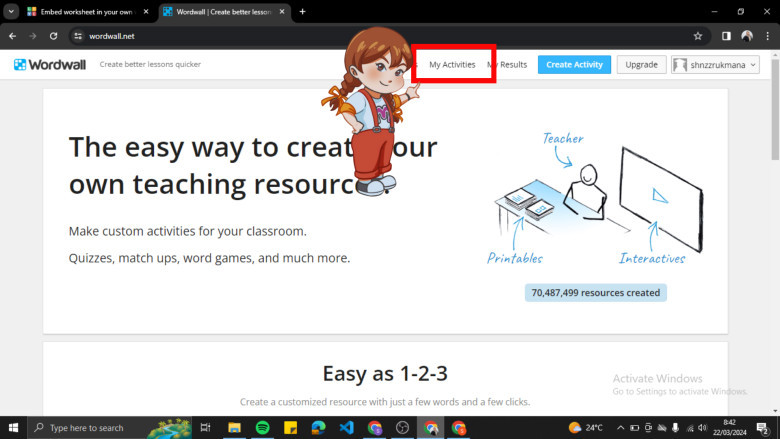10. Tekan button My Activities untuk melihat games yang telah dibuat