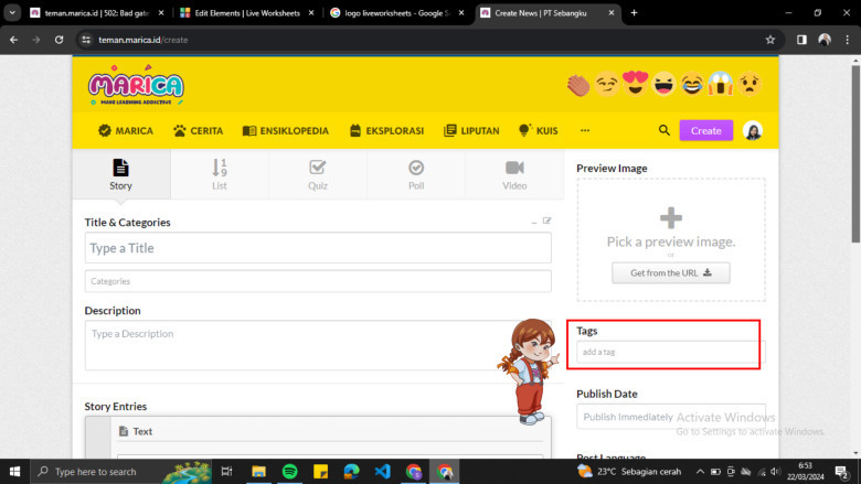 17. Berilah tags yang sesuai dengan konten yang akan diunggah