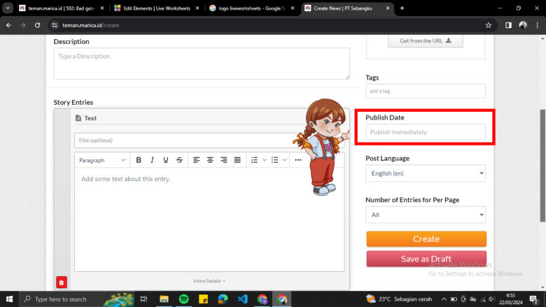 18. Pilihlah tanggal sesuai waktu pengunggahan