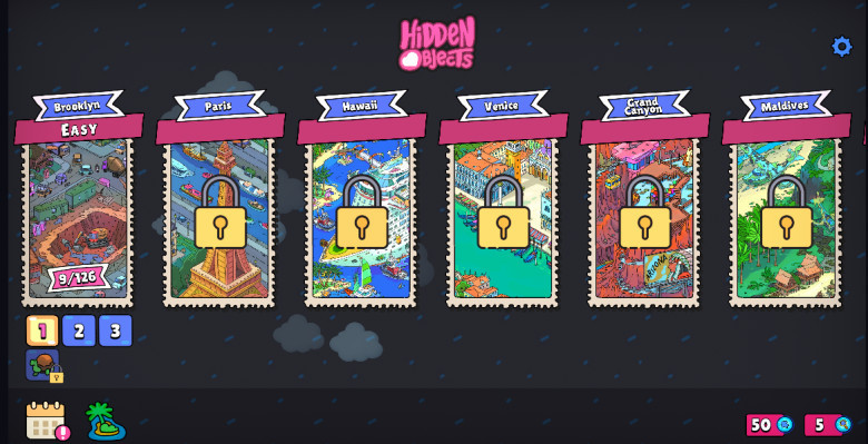 Tampilan awal game akan disuguhkan kotak yang berisikan level, dan akan dimulai dengan level yang paling mudah/Easy, Lalu tinggal tekan saja pada kotak easy